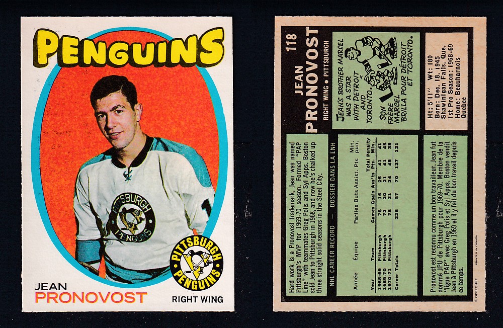 1971-72 O-PEE-CHEE HOCKEY CARD #118 J. PRONOVOST photo