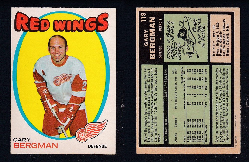 1971-72 O-PEE-CHEE HOCKEY CARD #119 G. BERGMAN photo