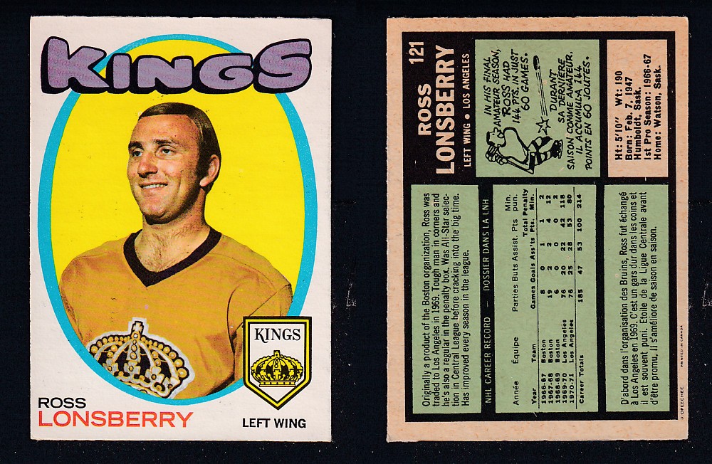 1971-72 O-PEE-CHEE HOCKEY CARD #121 R. LONSBERRY photo