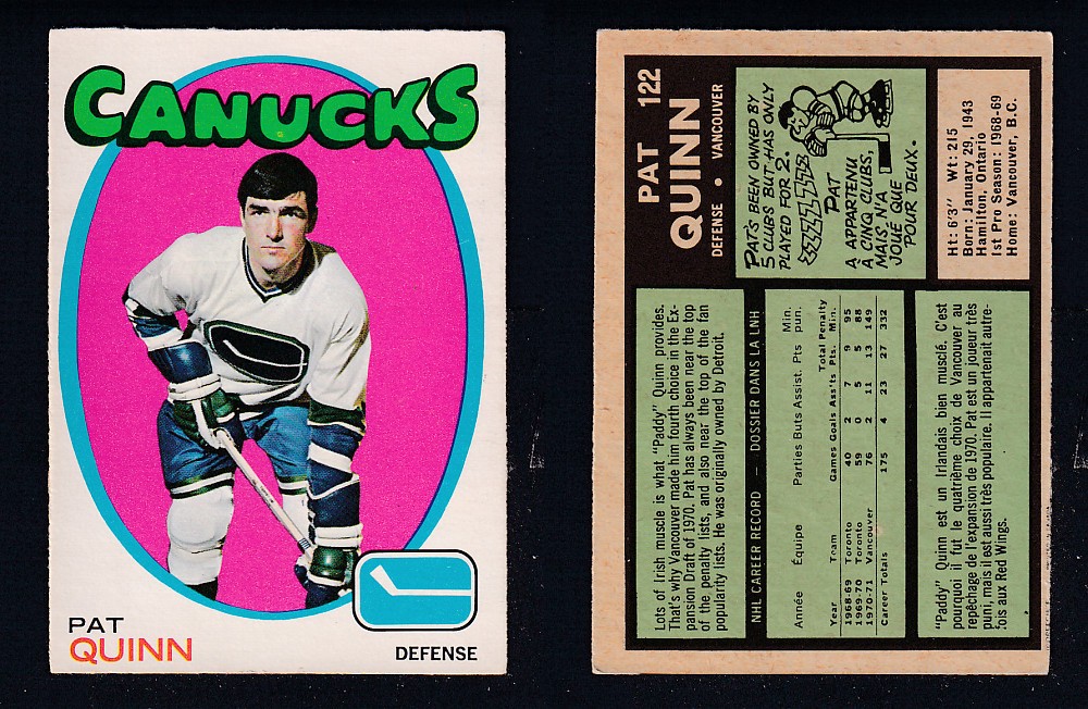 1971-72 O-PEE-CHEE HOCKEY CARD #122 P. QUINN photo