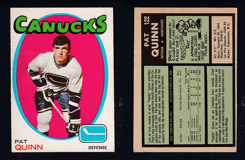 1971-72 O-PEE-CHEE HOCKEY CARD #122 P. QUINN photo