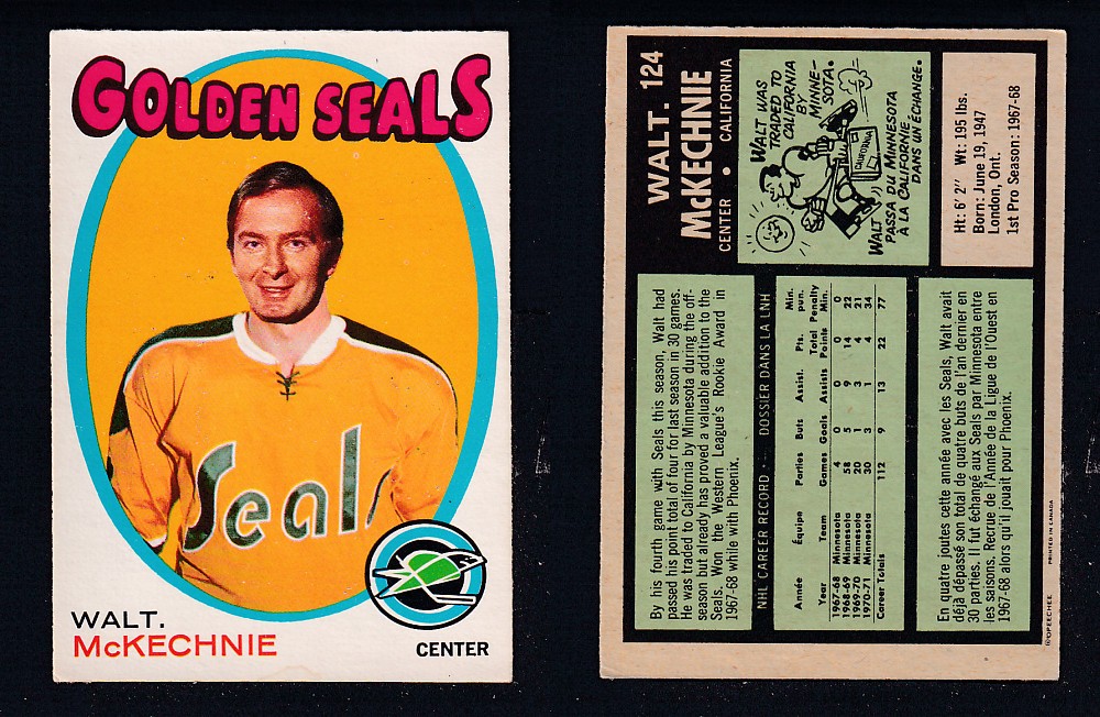 1971-72 O-PEE-CHEE HOCKEY CARD #124 WALT. McKECHNIE photo