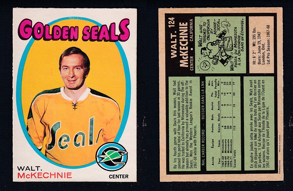 1971-72 O-PEE-CHEE HOCKEY CARD #124 WALT. McKECHNIE photo