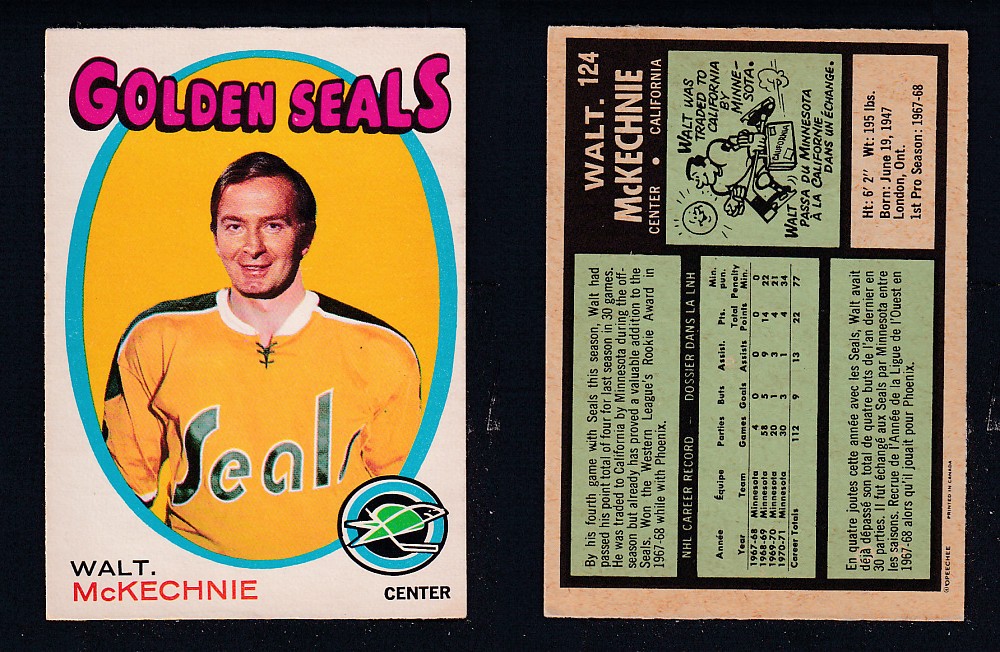 1971-72 O-PEE-CHEE HOCKEY CARD #124 WALT. McKECHNIE photo