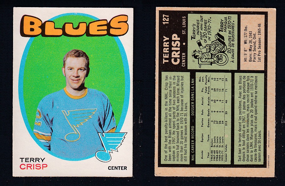 1971-72 O-PEE-CHEE HOCKEY CARD #127 T. CRISP photo