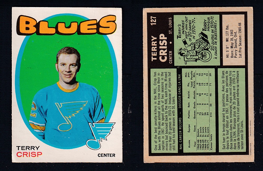 1971-72 O-PEE-CHEE HOCKEY CARD #127 T. CRISP photo