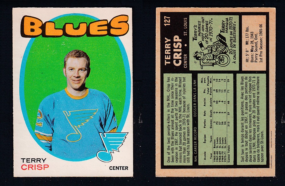 1971-72 O-PEE-CHEE HOCKEY CARD #127 T. CRISP photo