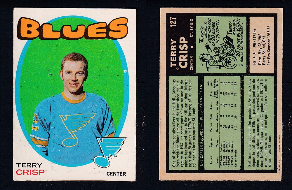 1971-72 O-PEE-CHEE HOCKEY CARD #127 T. CRISP photo