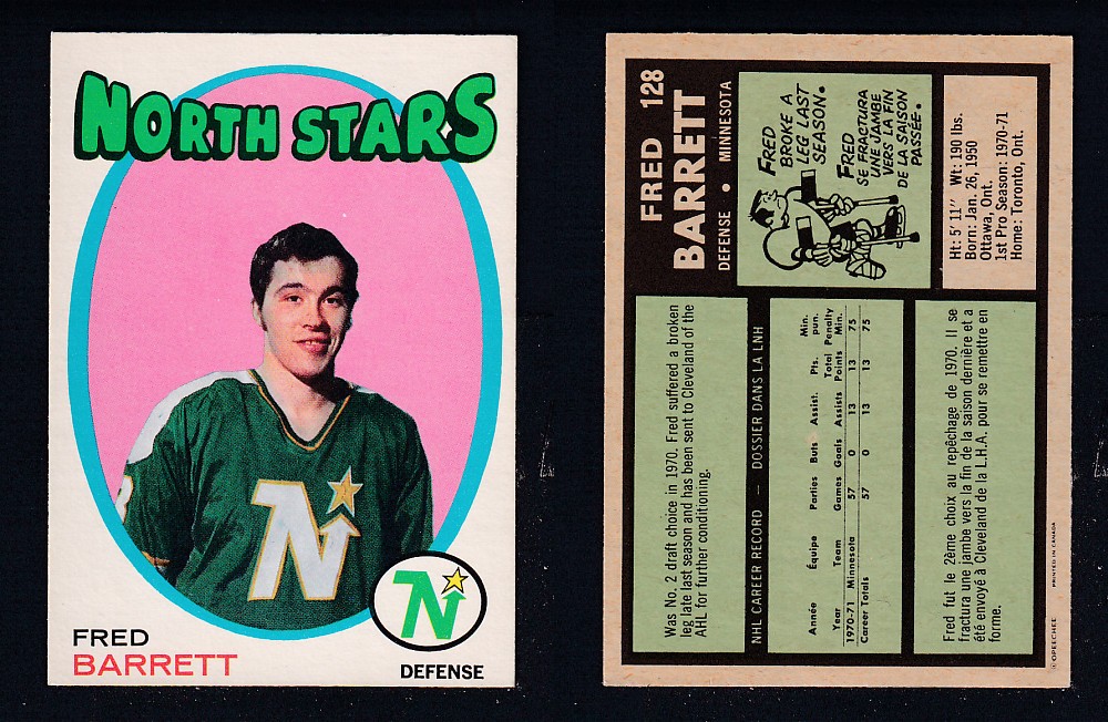 1971-72 O-PEE-CHEE HOCKEY CARD #128 F. BARRETT photo