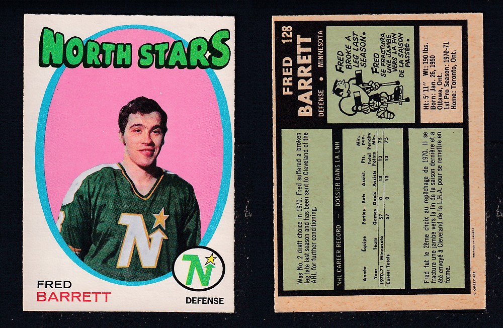 1971-72 O-PEE-CHEE HOCKEY CARD #128 F. BARRETT photo