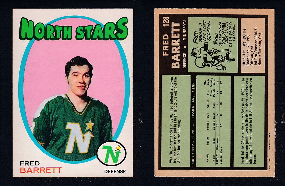 1971-72 O-PEE-CHEE HOCKEY CARD #128 F. BARRETT photo