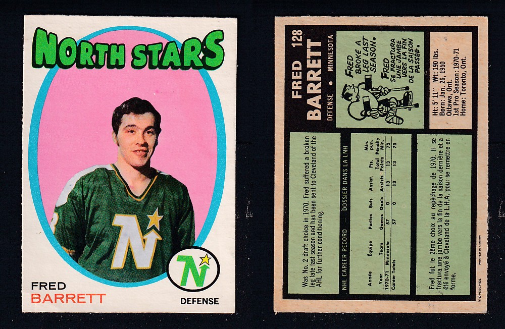 1971-72 O-PEE-CHEE HOCKEY CARD #128 F. BARRETT photo