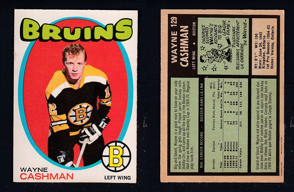 1971-72 O-PEE-CHEE HOCKEY CARD #129 W. CASHMAN photo