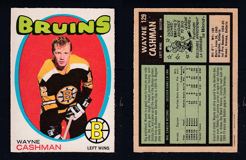 1971-72 O-PEE-CHEE HOCKEY CARD #129 W. CASHMAN photo