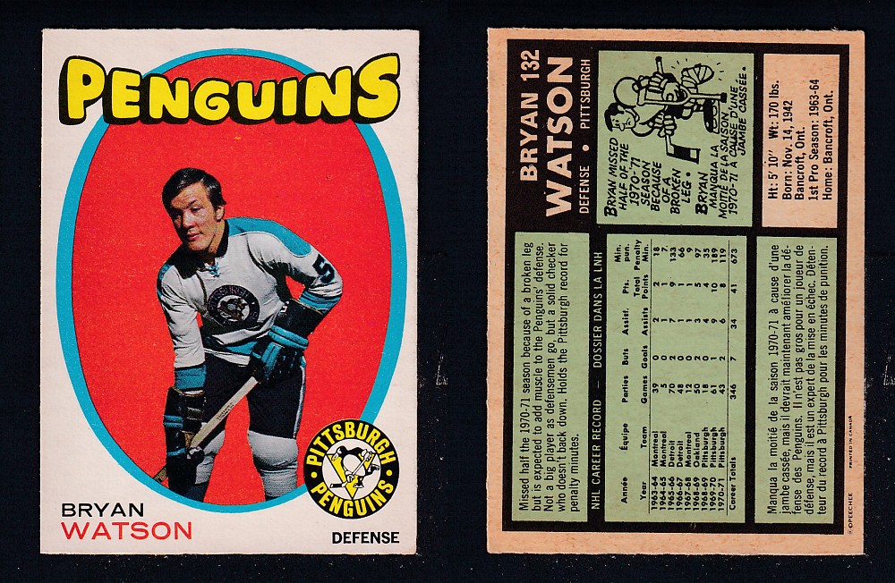 1971-72 O-PEE-CHEE HOCKEY CARD #132 B. WATSON photo