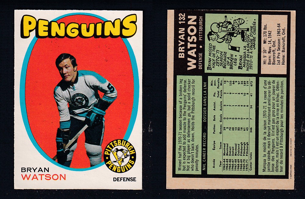 1971-72 O-PEE-CHEE HOCKEY CARD #132 B. WATSON photo