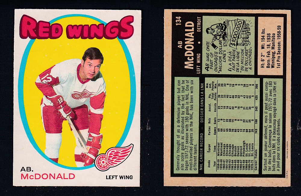 1971-72 O-PEE-CHEE HOCKEY CARD #134 AB. McDONALD photo