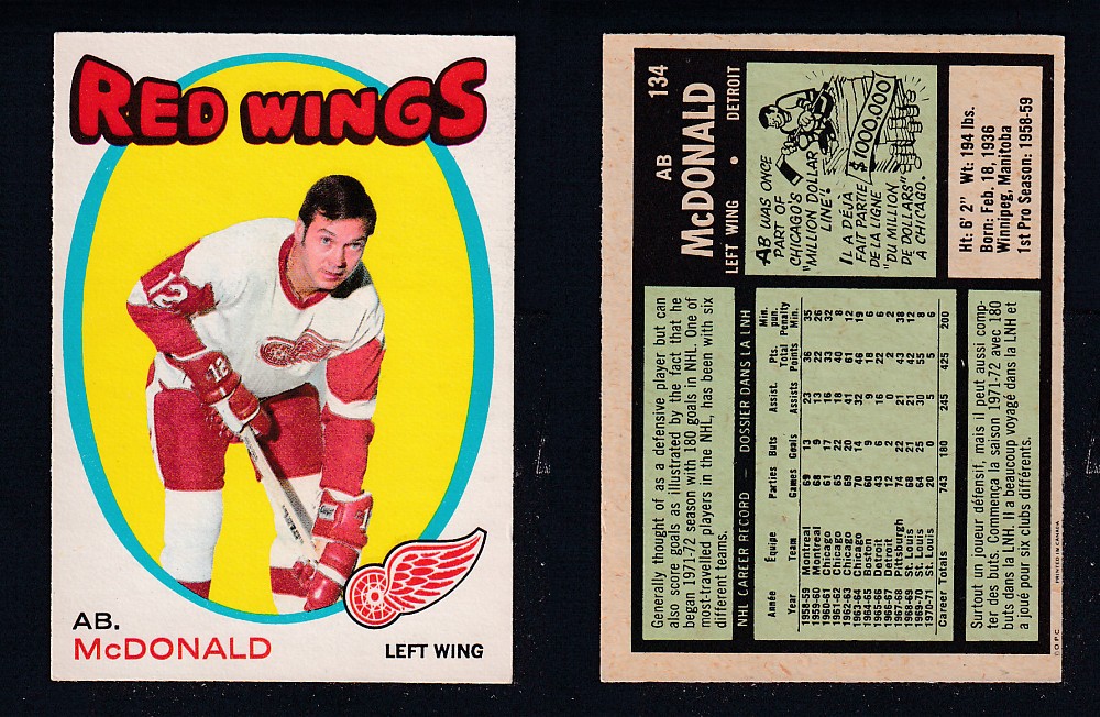 1971-72 O-PEE-CHEE HOCKEY CARD #134 AB. McDONALD photo