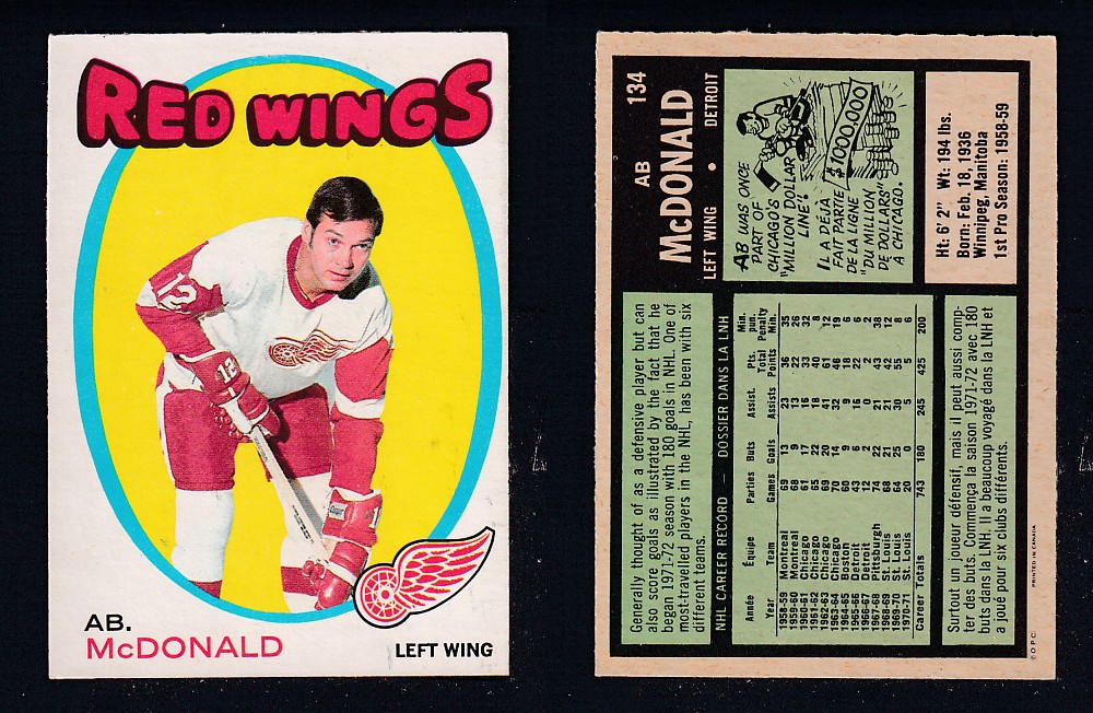 1971-72 O-PEE-CHEE HOCKEY CARD #134 AB. McDONALD photo