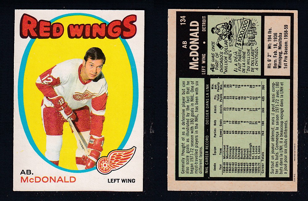 1971-72 O-PEE-CHEE HOCKEY CARD #134 AB. McDONALD photo