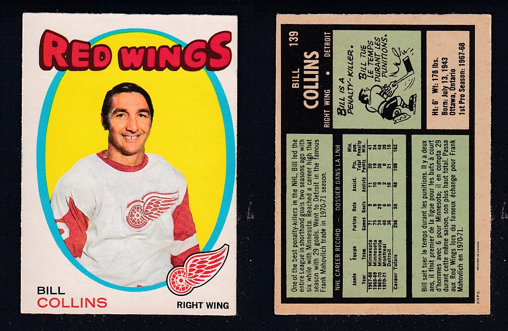 1971-72 O-PEE-CHEE HOCKEY CARD #139 B. COLLINS photo