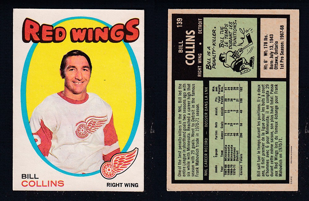 1971-72 O-PEE-CHEE HOCKEY CARD #139 B. COLLINS photo