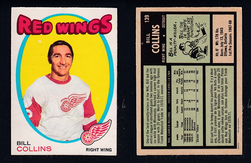 1971-72 O-PEE-CHEE HOCKEY CARD #139 B. COLLINS photo