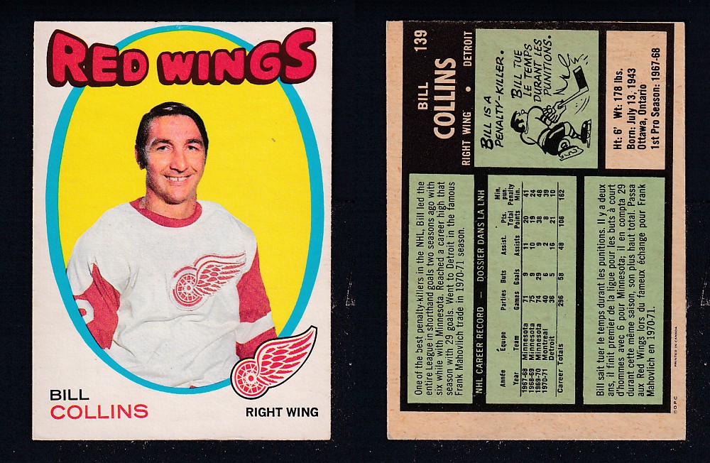 1971-72 O-PEE-CHEE HOCKEY CARD #139 B. COLLINS photo