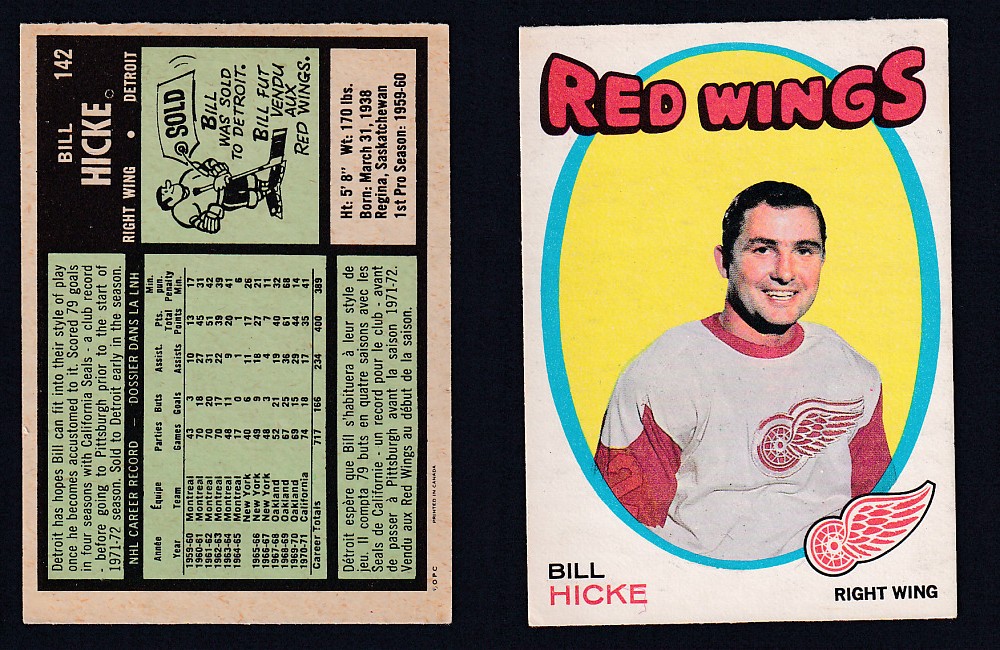 1971-72 O-PEE-CHEE HOCKEY CARD #142 B. HICKE photo