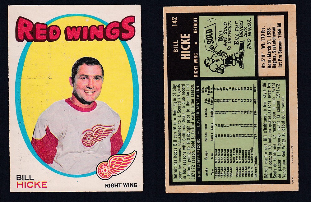 1971-72 O-PEE-CHEE HOCKEY CARD #142 B. HICKE photo