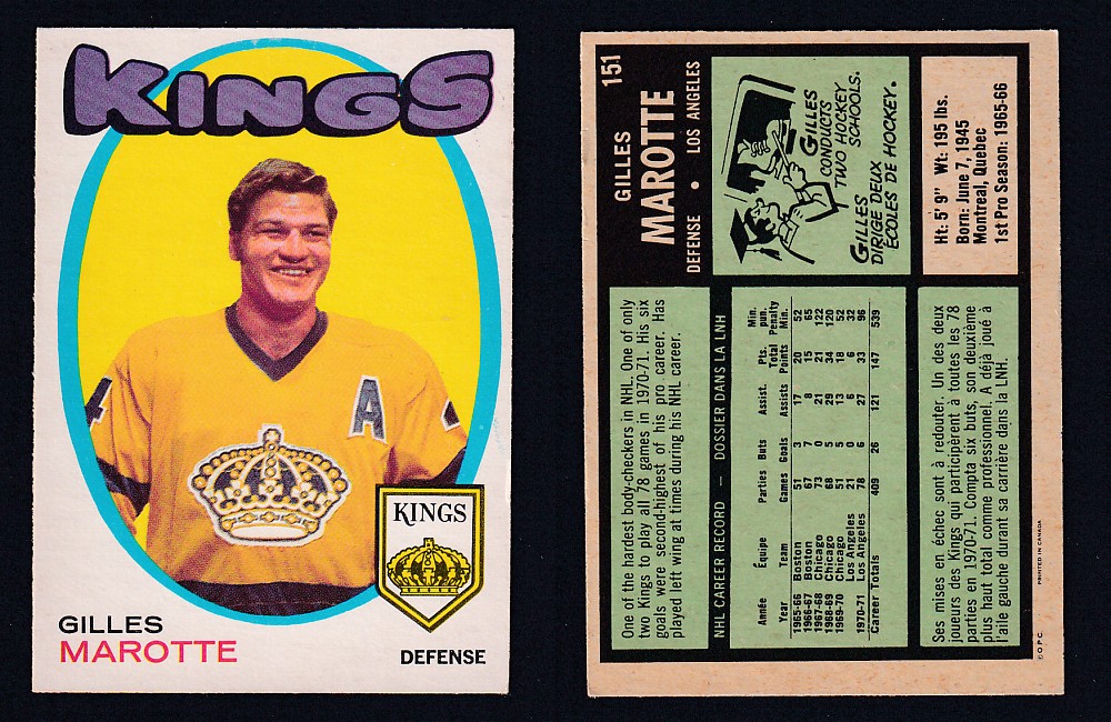 1971-72 O-PEE-CHEE HOCKEY CARD #151 G. MAROTTE photo