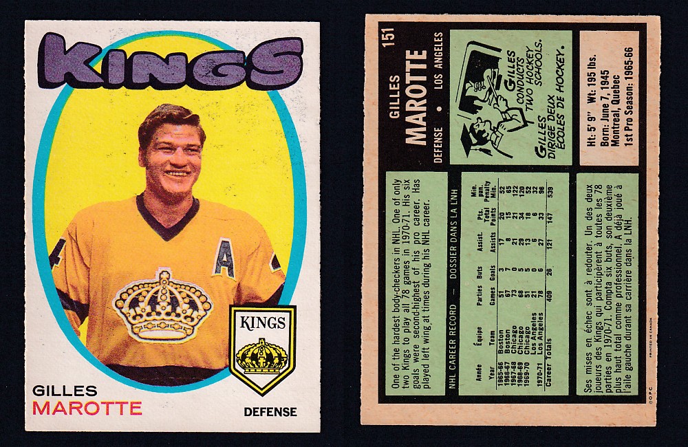 1971-72 O-PEE-CHEE HOCKEY CARD #151 G. MAROTTE photo