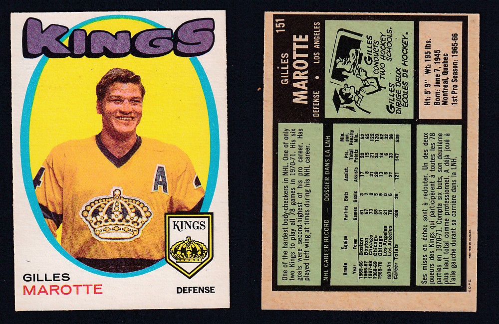 1971-72 O-PEE-CHEE HOCKEY CARD #151 G. MAROTTE photo