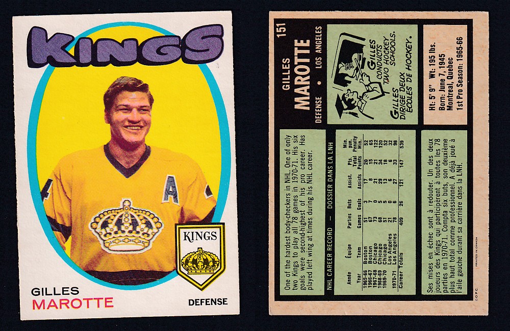 1971-72 O-PEE-CHEE HOCKEY CARD #151 G. MAROTTE photo