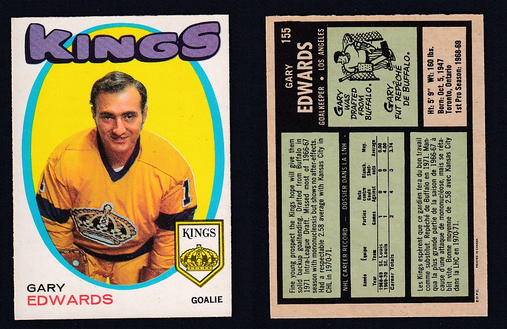 1971-72 O-PEE-CHEE HOCKEY CARD #155 G. EDWARDS photo