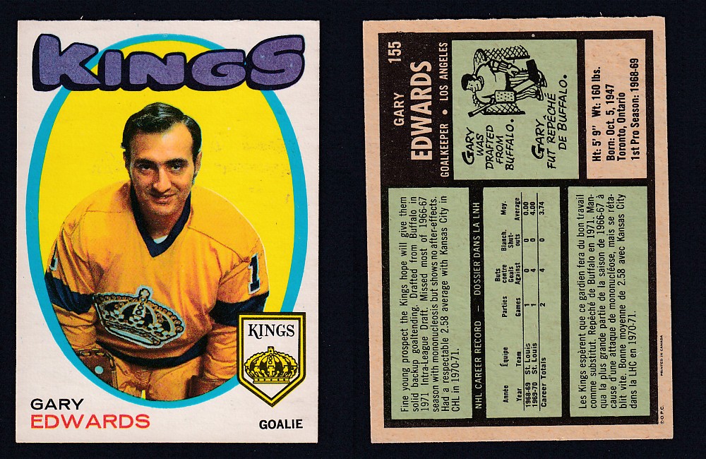 1971-72 O-PEE-CHEE HOCKEY CARD #155 G. EDWARDS photo