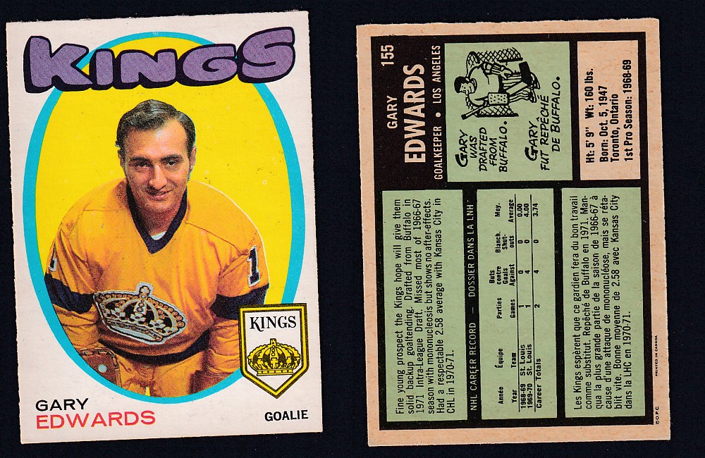 1971-72 O-PEE-CHEE HOCKEY CARD #155 G. EDWARDS photo