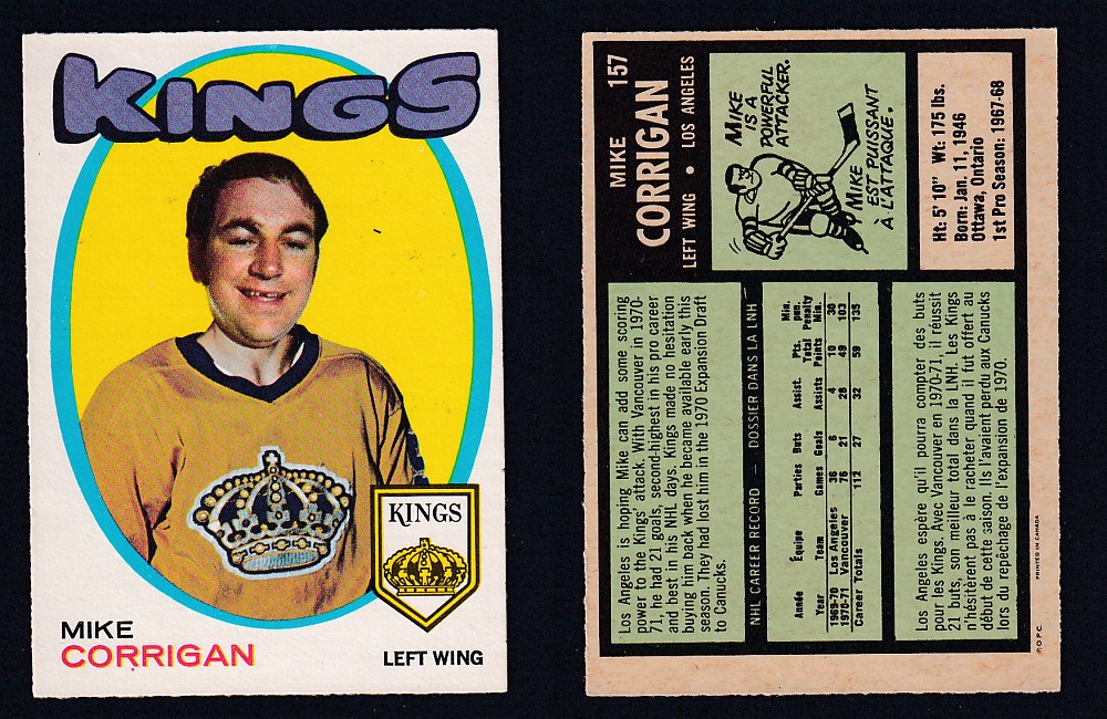 1971-72 O-PEE-CHEE HOCKEY CARD #157 M. CORRIGAN photo