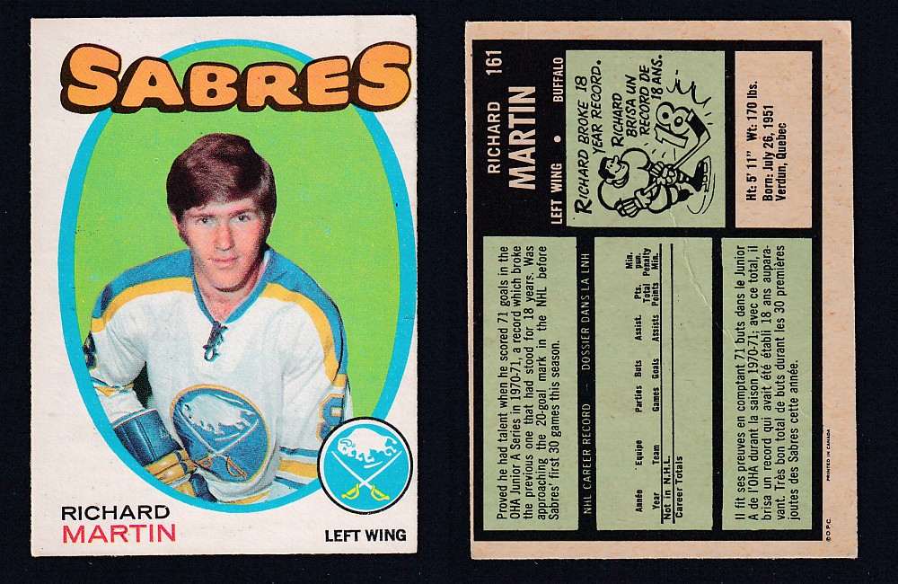 1971-72 O-PEE-CHEE HOCKEY CARD #161 R. MARTIN photo