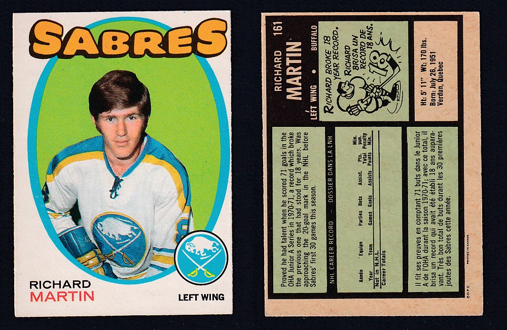 1971-72 O-PEE-CHEE HOCKEY CARD #161 R. MARTIN photo