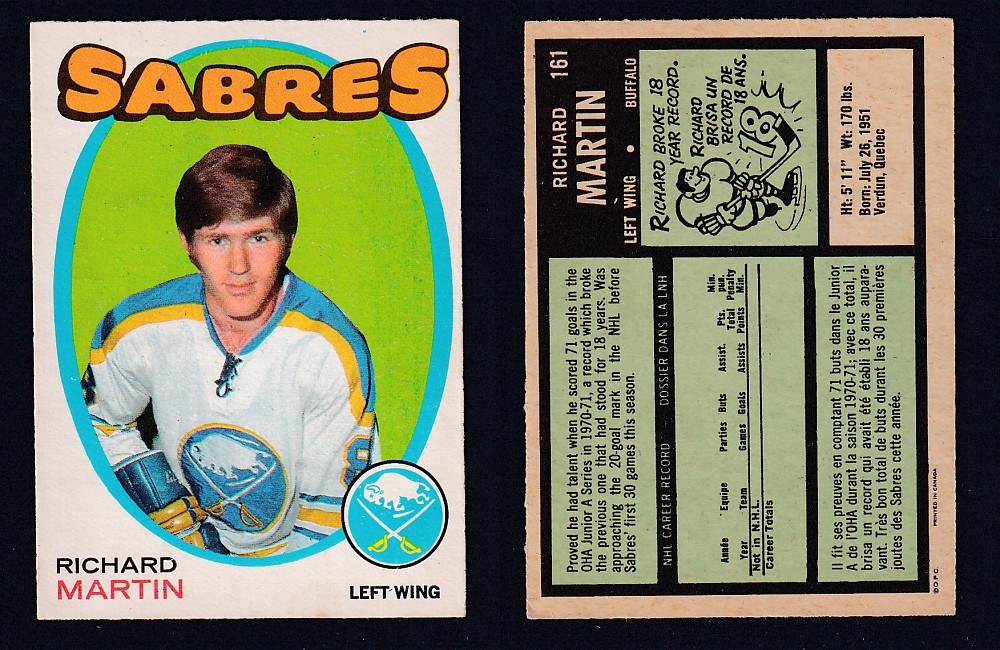 1971-72 O-PEE-CHEE HOCKEY CARD #161 R. MARTIN photo