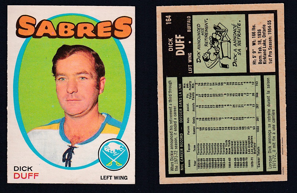 1971-72 O-PEE-CHEE HOCKEY CARD #164 D. DUFF photo