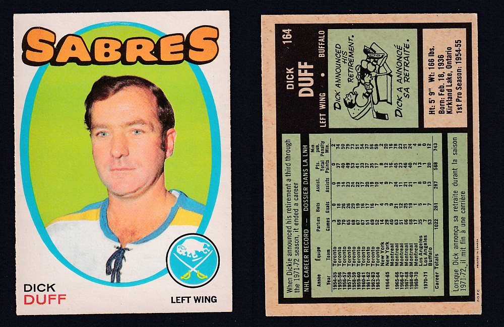 1971-72 O-PEE-CHEE HOCKEY CARD #164 D. DUFF photo