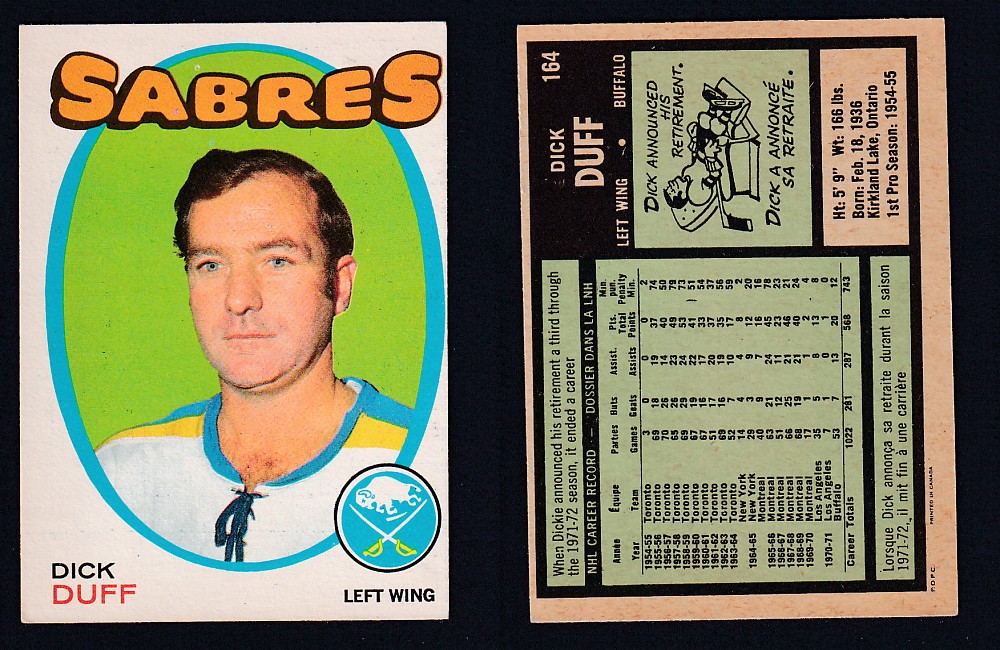 1971-72 O-PEE-CHEE HOCKEY CARD #164 D. DUFF photo