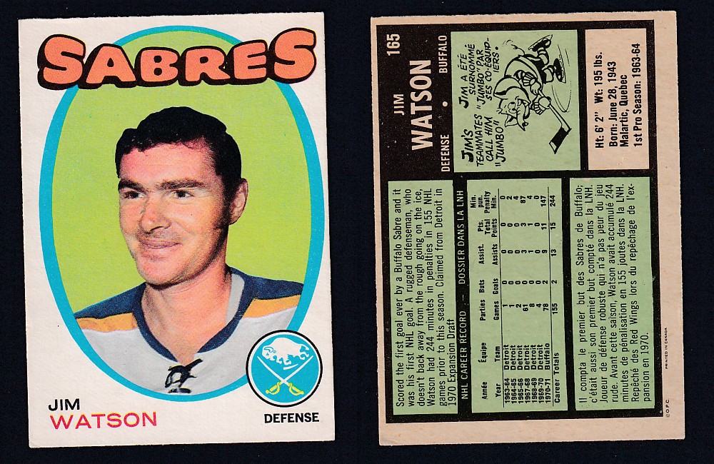 1971-72 O-PEE-CHEE HOCKEY CARD #165 J. WATSON photo