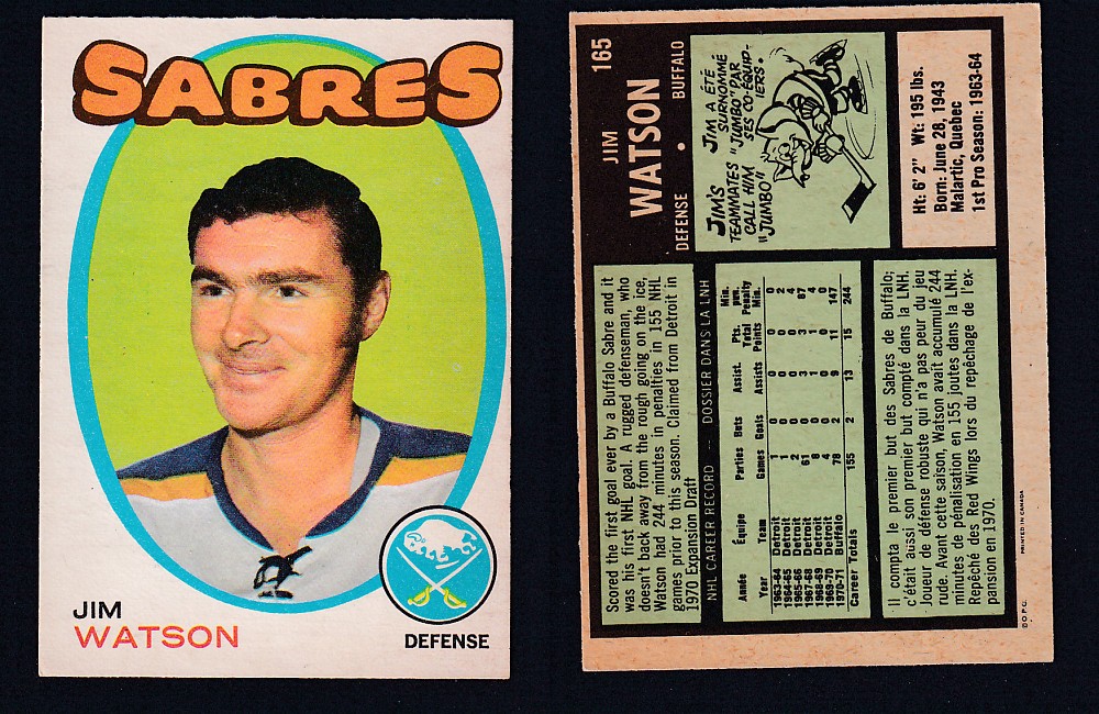 1971-72 O-PEE-CHEE HOCKEY CARD #165 J. WATSON photo