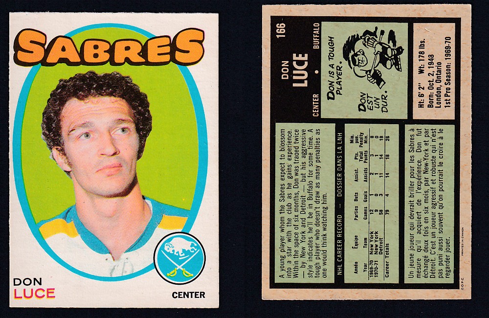 1971-72 O-PEE-CHEE HOCKEY CARD #166 D. LUCE photo