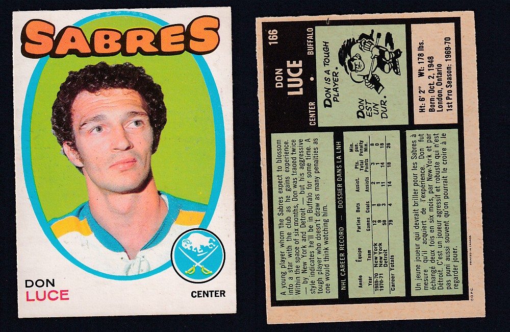 1971-72 O-PEE-CHEE HOCKEY CARD #166 D. LUCE photo