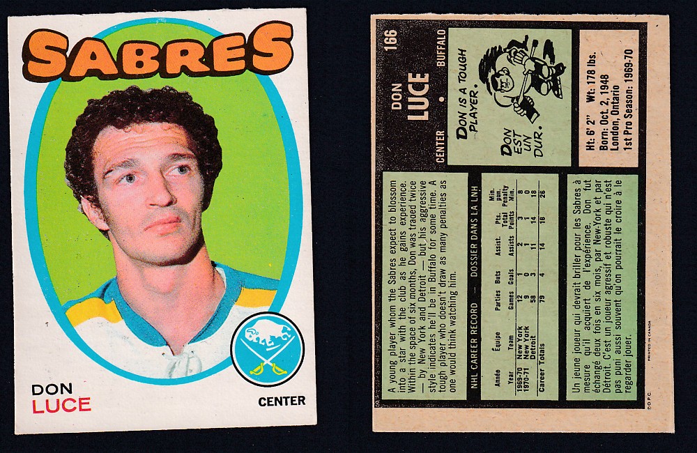 1971-72 O-PEE-CHEE HOCKEY CARD #166 D. LUCE photo