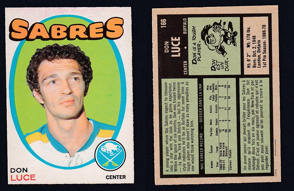 1971-72 O-PEE-CHEE HOCKEY CARD #166 D. LUCE photo